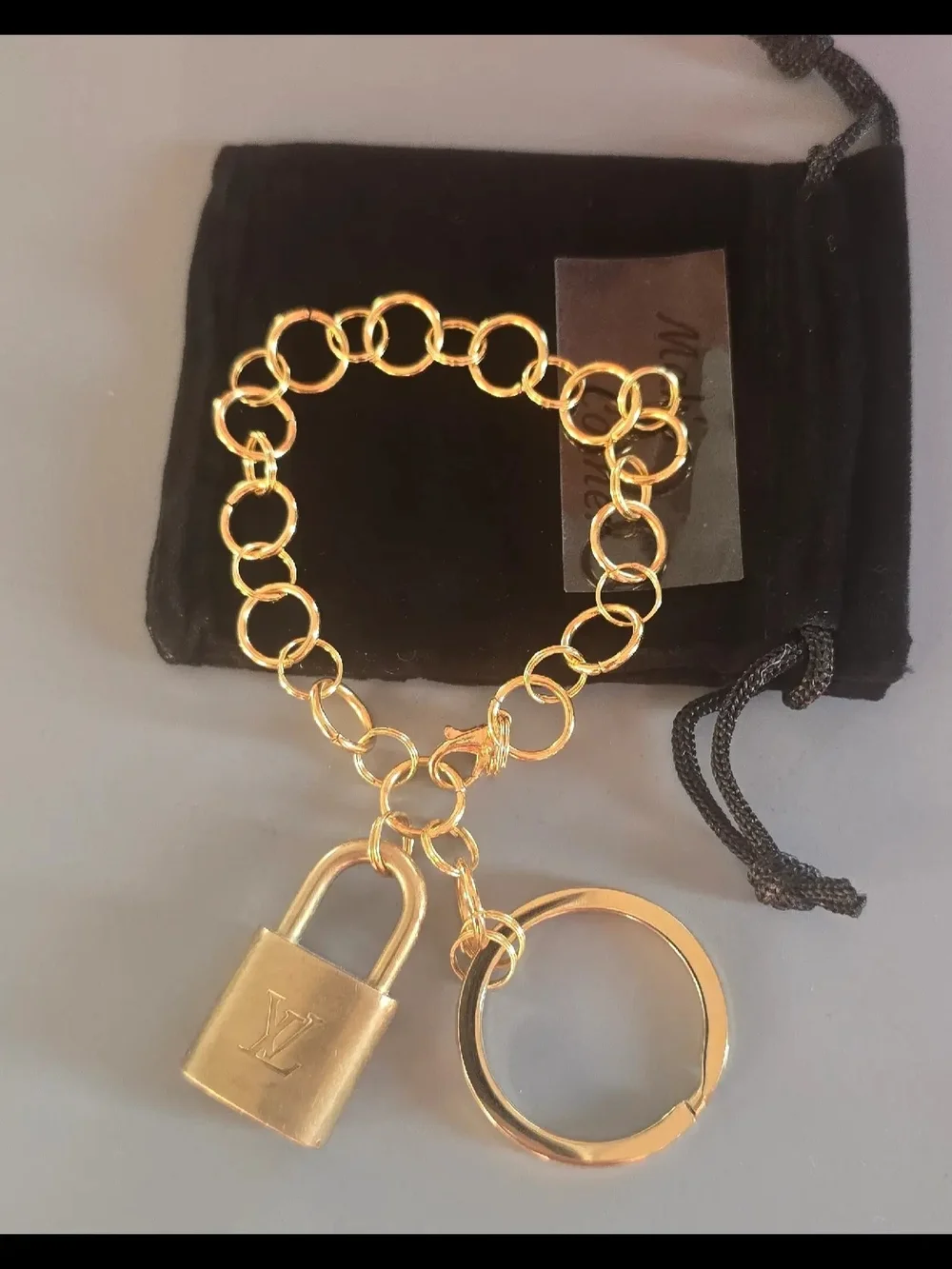 Authentic Louis Vuitton Lock On 18k Gold Plated Keychain/Keyrings/Necklaces Show